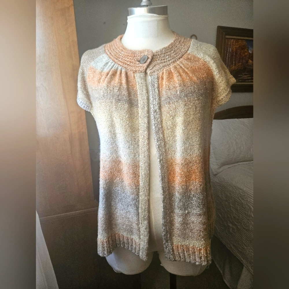 Westbound Cream and Tan Cardigan Sweater XL